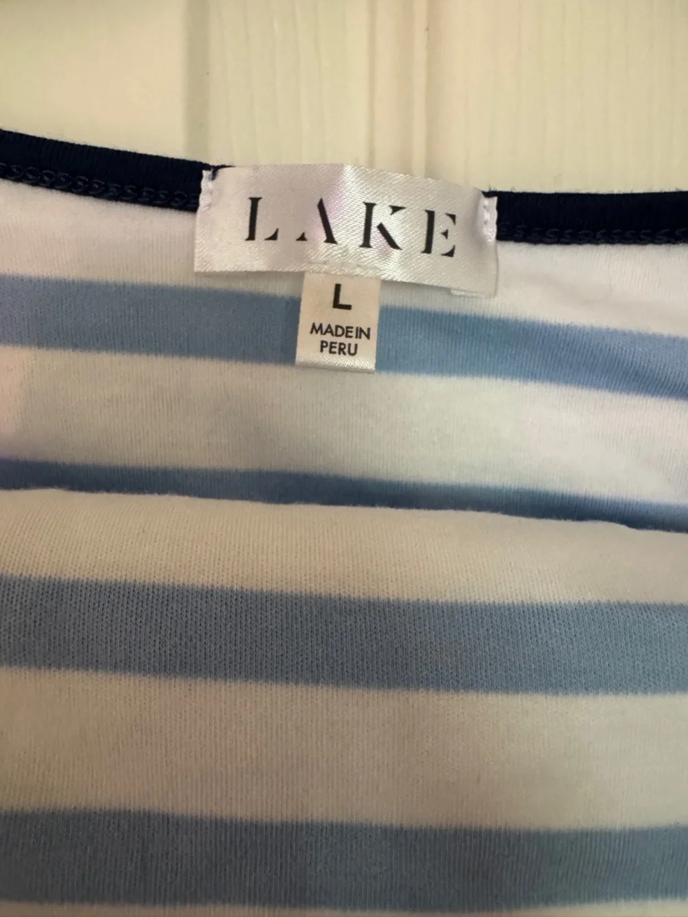 NWOT Lake Pajamas: Pima Long-Long Set in Hydrangea & Navy - Picture 8 of 11